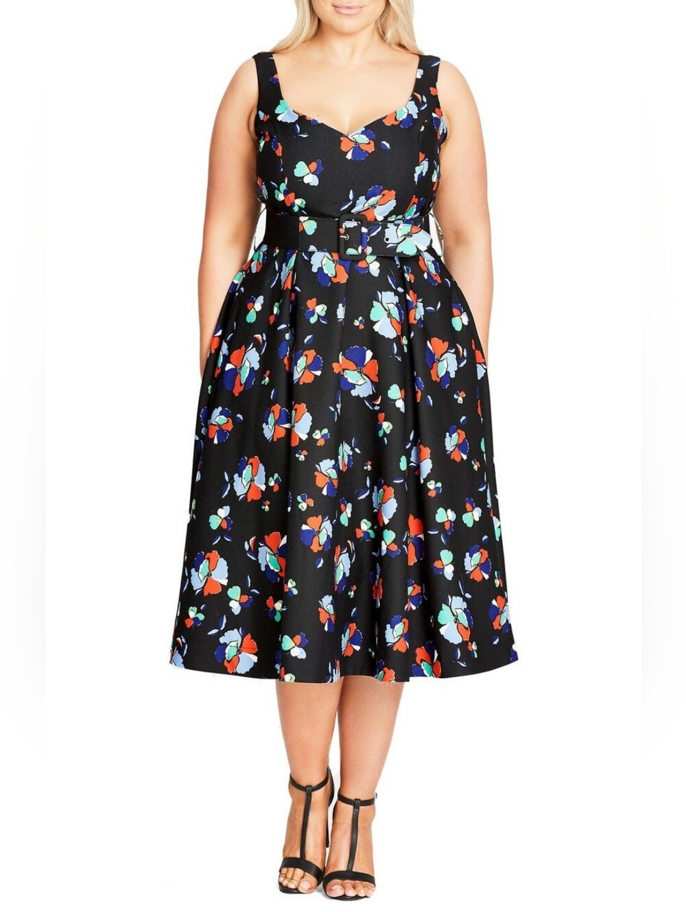 𝅺City chic belted floral dress
